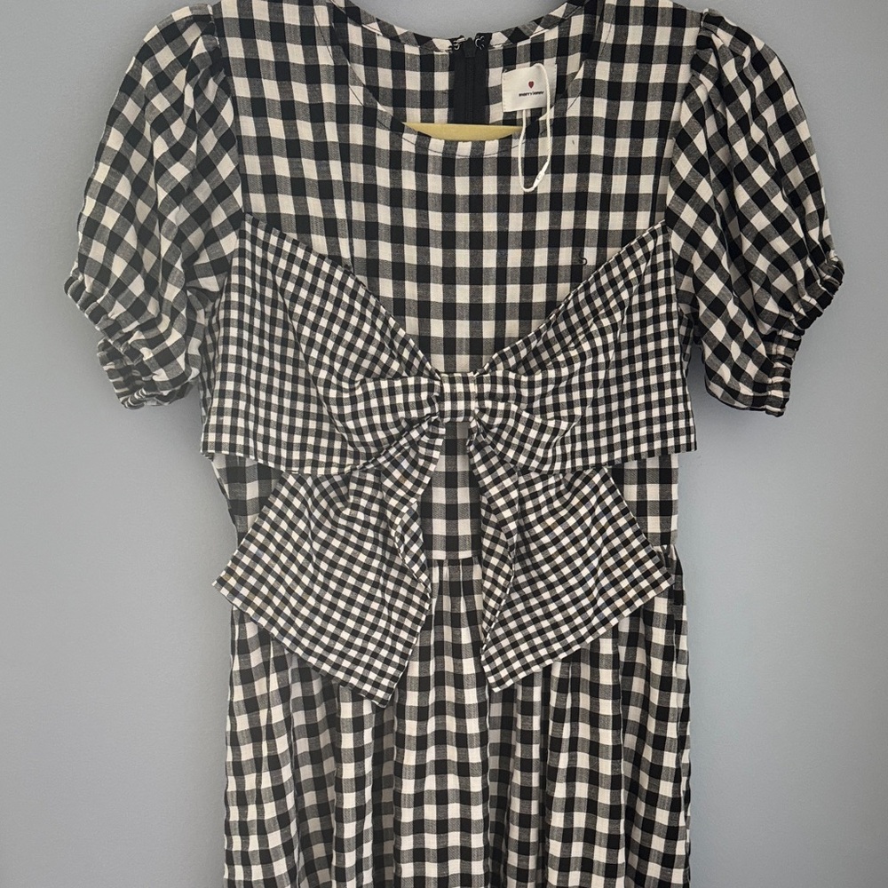 merry jenny Black and White Gingham Bow Midi Dress - Picture 8 of 11